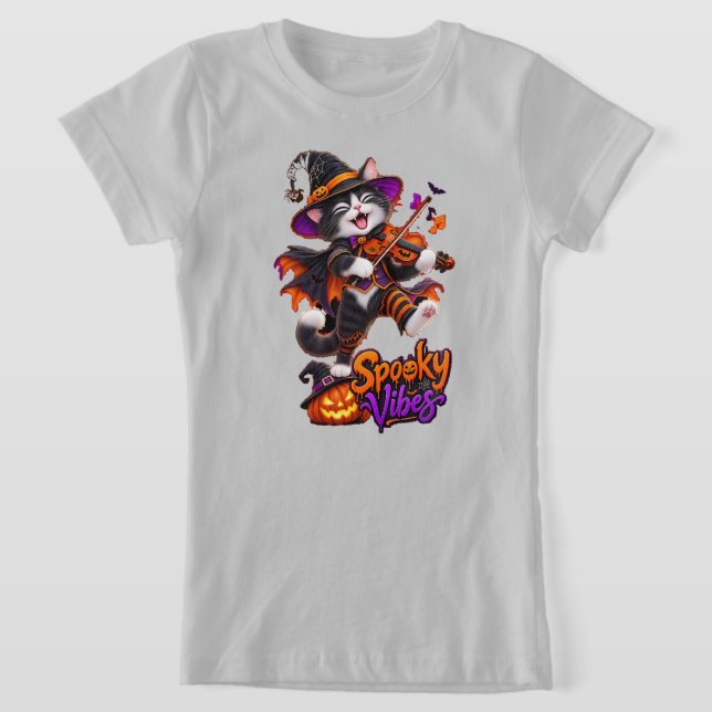 Camiseta Arrepios de Halloween Gato (Postura )