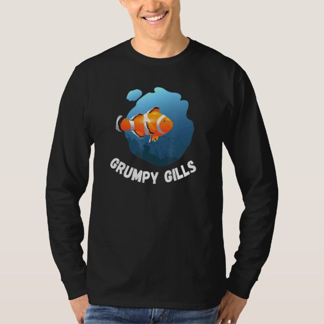 Camiseta Arrepios Grumpy Peixe-Palha Aquário Fins Fishbowl  (Frente)