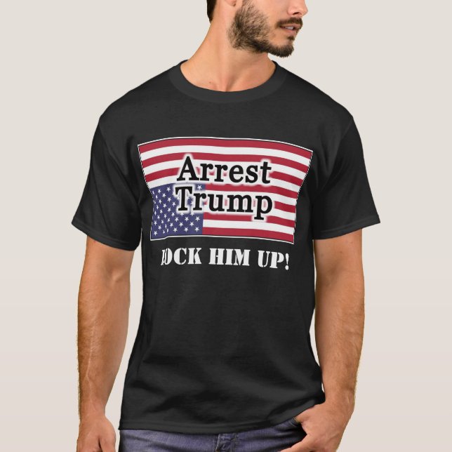 Camiseta Arrest Trump Para Baixo Bandeira Americana (Frente)