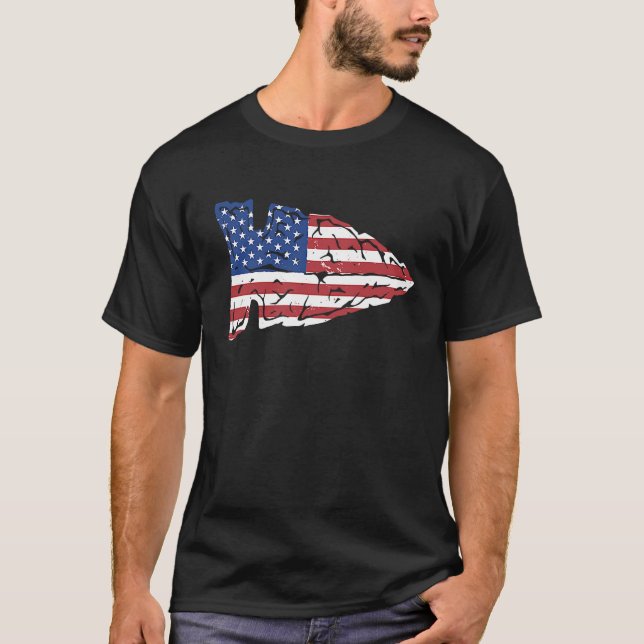 Camiseta Arrowhead Hunting USA Flag Arrowhead Hunter (Frente)