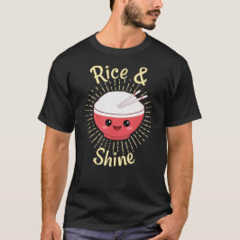 Camiseta Arroz e Brilho Lindo Kawaii Ramen Tigela de Arroz