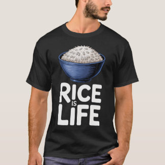 Camiseta Arroz É Vida Amantes de Comida Citação Divertida P