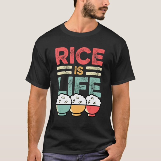 Camiseta Arroz é Vida Pessoa Asiática ou Chinesa (Frente)