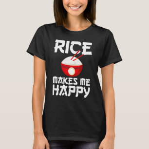 Camiseta Arroz me faz feliz Comida asiática de arroz