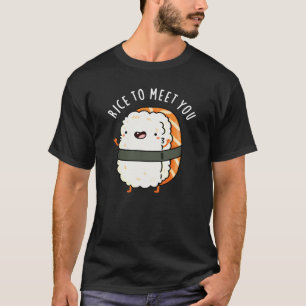 Camiseta Arroz Para Te Conhecer Engraçado Sushi Pun Dark BG