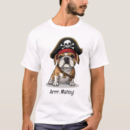 Camiseta Arrr Matey Pirate English Bulldog Skull Crossbones