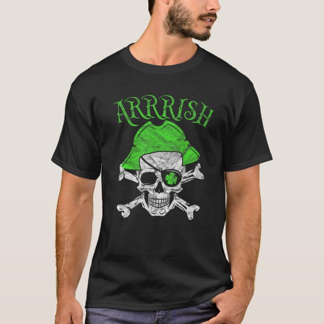 Camiseta Arrrish Funny Saint Patricks Day Irish Pirate Rua  (Frente)