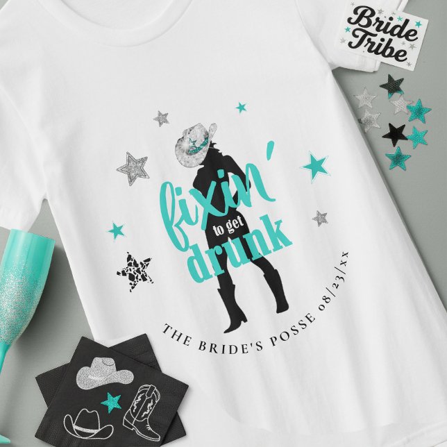 Camiseta Arrumando a Despedida de Solteira Disco Teal ID925 (Criador carregado)