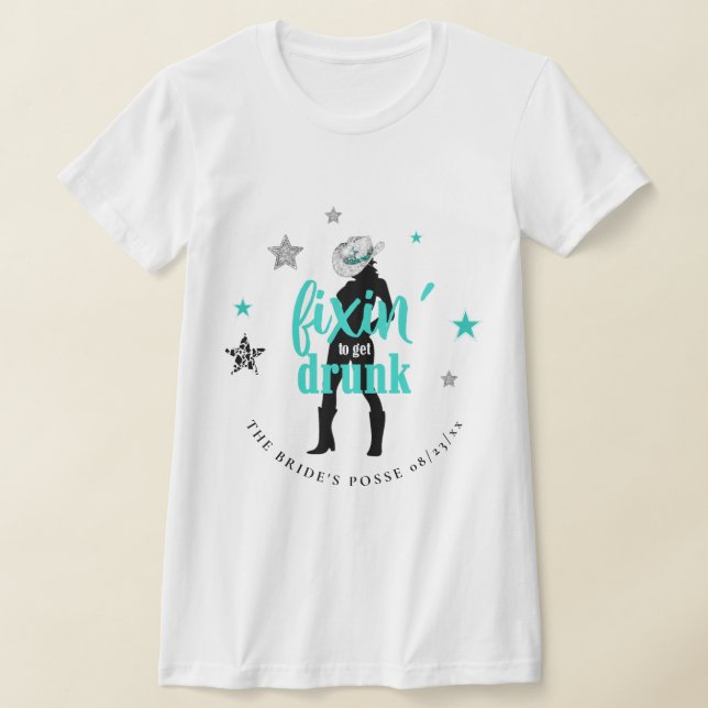 Camiseta Arrumando a Despedida de Solteira Disco Teal ID925 (Postura )
