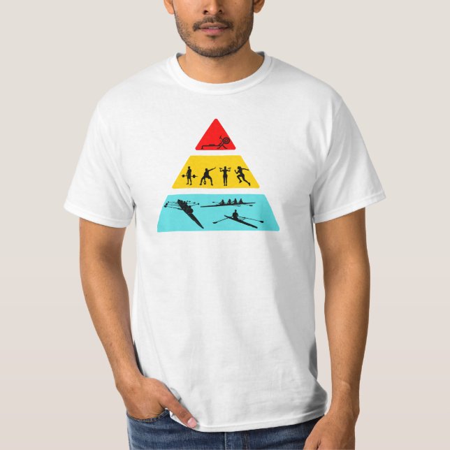 Camiseta Arrumando presente engraçado, pirâmide comida (Frente)