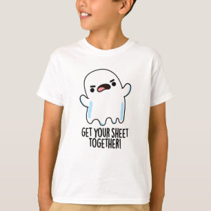 Camiseta Arrume Sua Folha Junto Punho Divertido de Fantasma