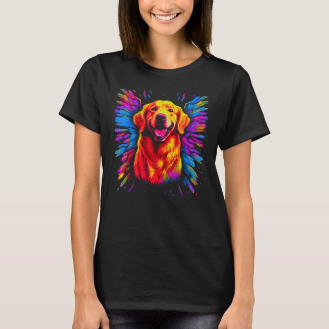 Camiseta Art Angel no Céu Retriever Ouro (Frente)