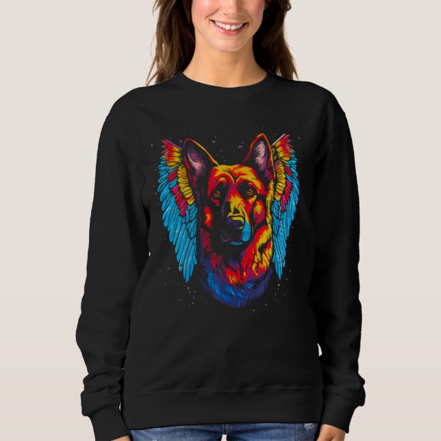Camiseta Art Angel Wings German Shepherd Dog (Frente)