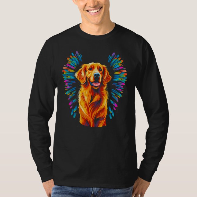 Camiseta Art Angel Wings Heaven Golden Retriever Dog (Frente)