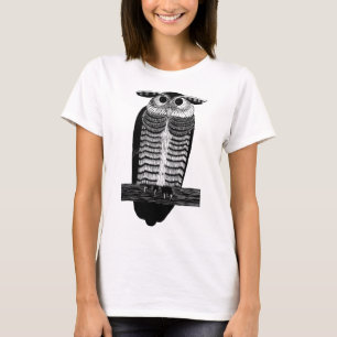 Camiseta Art Deco Coruja - Ilustração de aves selvagens