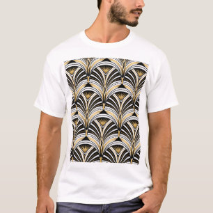 Camiseta Art Deco Dourada Elegância Negra: Vinte e Vinte Es
