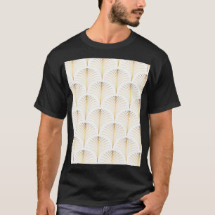 Camiseta Art Deco Floral: Elegância Ouro.