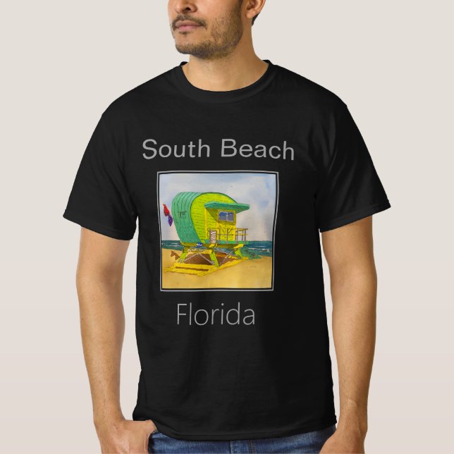Camiseta Art Deco Green Lifeguard Tower South Beach (Frente)