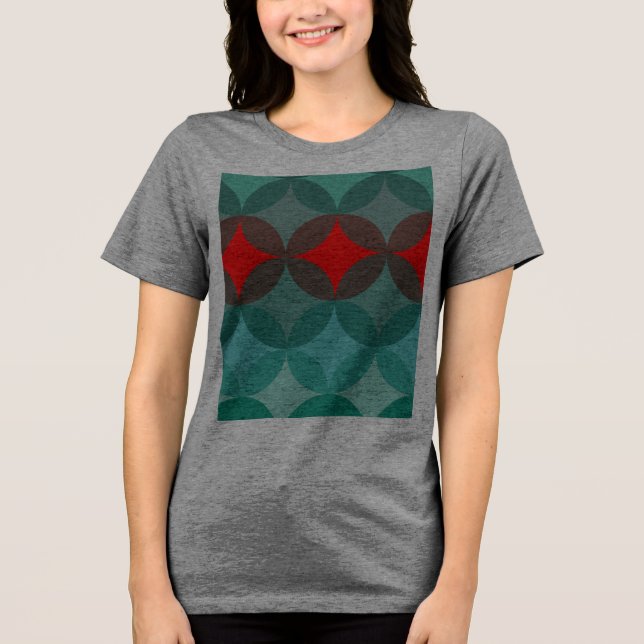 Camiseta art deco inspirou o teal e o abstrato vermelho (Frente)