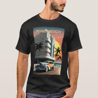 Camiseta Art Deco Miami Beach Ocean Drive Sunset 1930