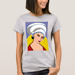 Camiseta Art Deco Modern Lady in a Turban