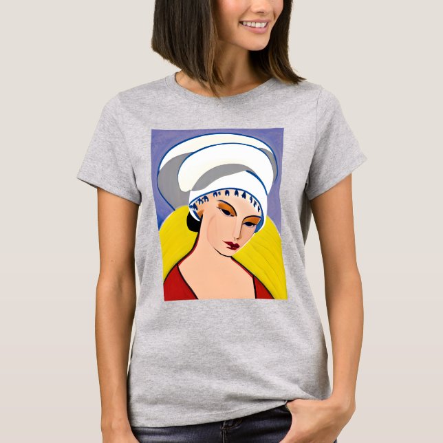 Camiseta Art Deco Modern Lady in a Turban (Frente)