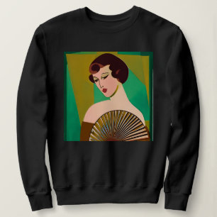 Camiseta Art Deco Modern Lady with a Fan
