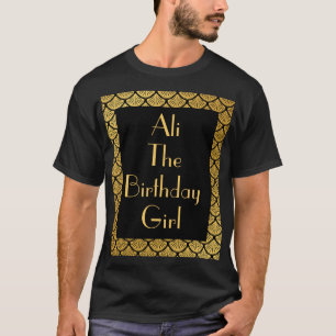 Camiseta Art Deco Scalid Scals - Aniversário Preto e Dourad