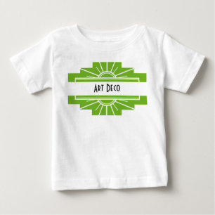 Camiseta Art Deco Sunburst Padrão em Branco e Limão Baby T
