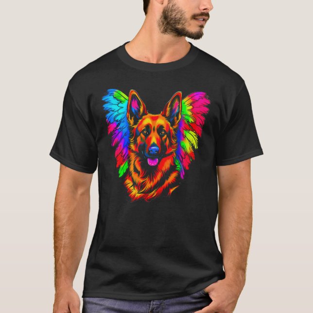 Camiseta Art German Shepherd Dog Angel Wing (Frente)
