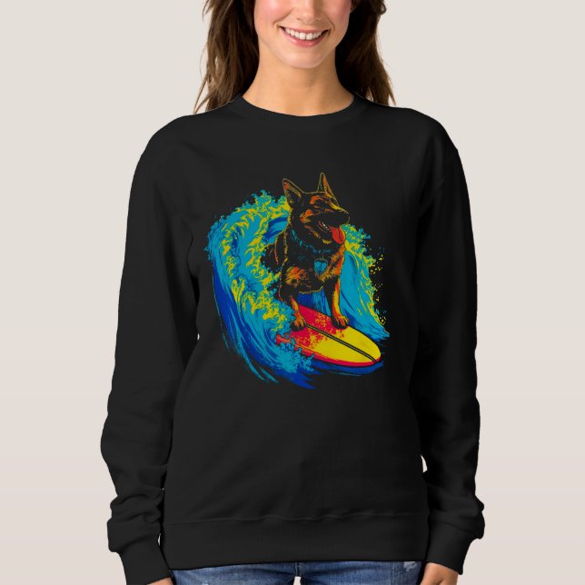 Camiseta Art German Shepherd Dog Cool Surf (Frente)