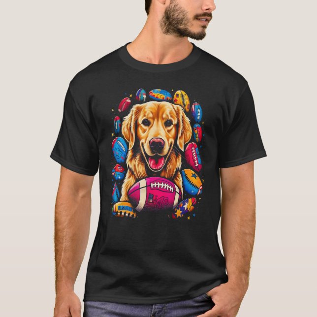 Camiseta Art Golden Retriever Dog American Football (Frente)