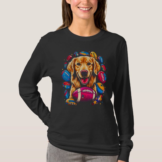 Camiseta Art Golden Retriever Dog American Football (Frente)
