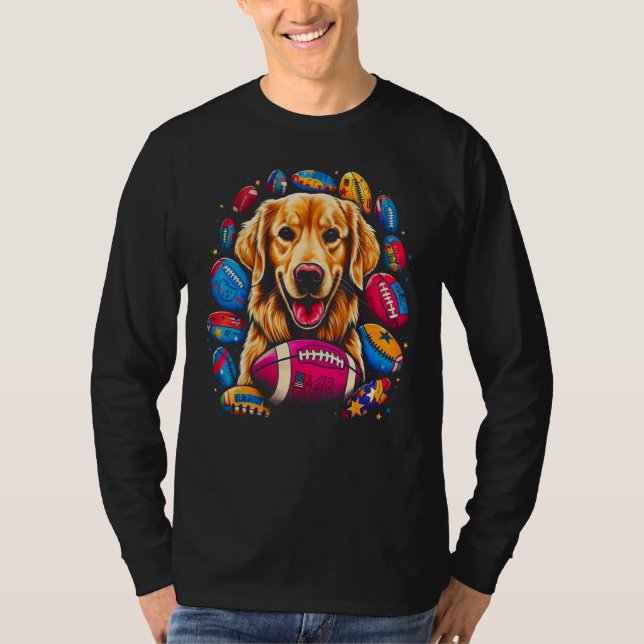 Camiseta Art Golden Retriever Dog American Football (Frente)