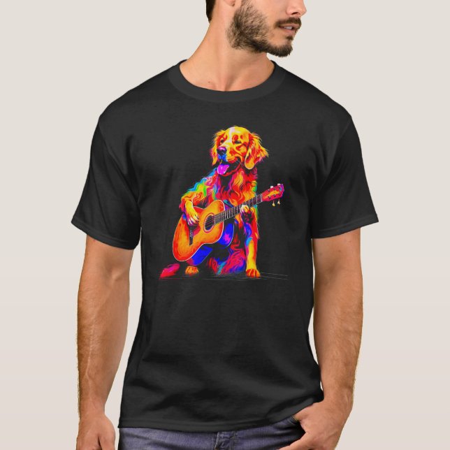 Camiseta Art Golden Retriever Dog Guitar (Frente)