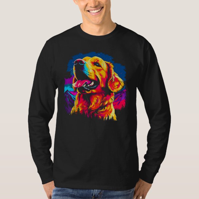 Camiseta Art Golden Retriever Dog Hiking (Frente)