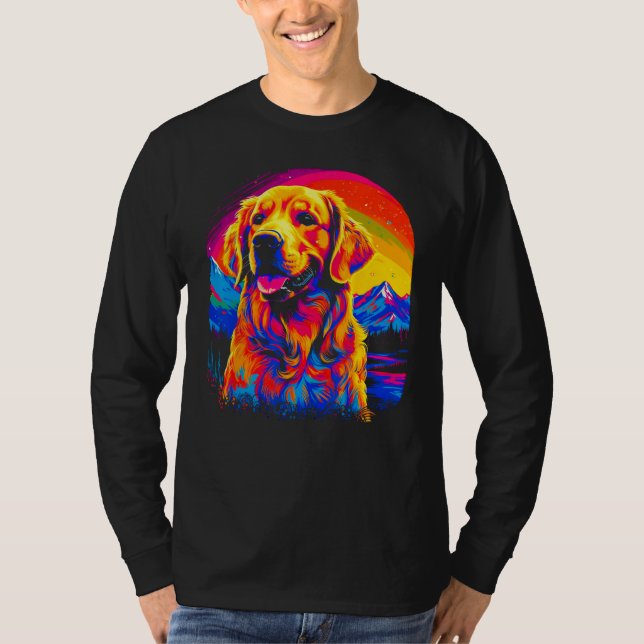 Camiseta Art Golden Retriever Dog Sunset (Frente)
