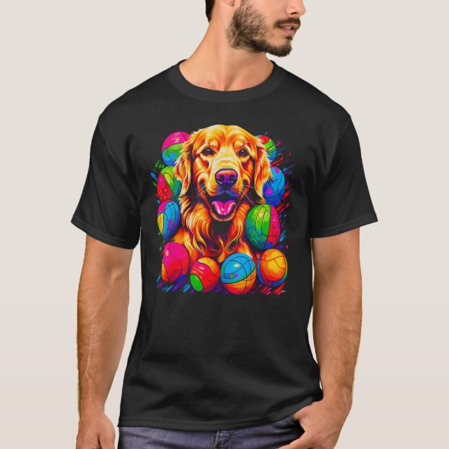 Camiseta Art Golden Retriever Dog Volleyball (Frente)