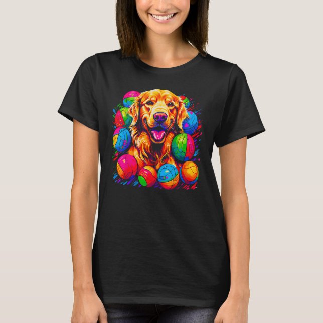 Camiseta Art Golden Retriever Dog Volleyball (Frente)