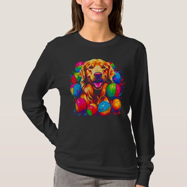 Camiseta Art Golden Retriever Dog Volleyball (Frente)