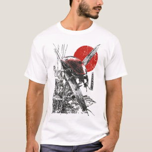 Camiseta Art Ladybug Japonês   Impressão Red Sun   Asiático
