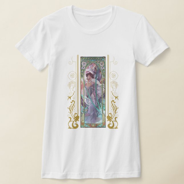 Camiseta Art Nouveau Alphonse Mucha Evening Contemplação (Postura )
