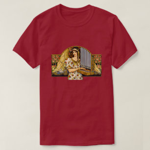 Camiseta Art Nouveau Anjo Tocador de Órgão Música Vintage