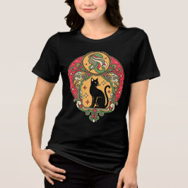 Camiseta Art Nouveau Black Cat Design