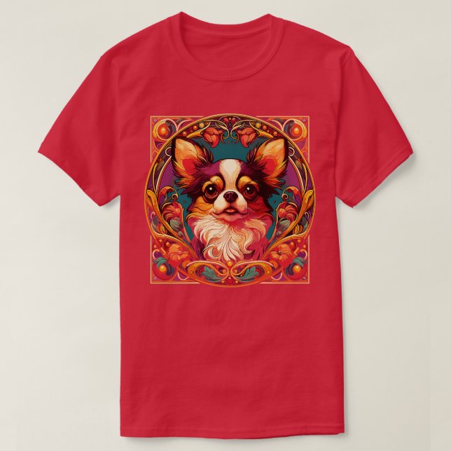 Camiseta Art Nouveau Chihuahua Funny Chihuahua Design (Frente do Design)