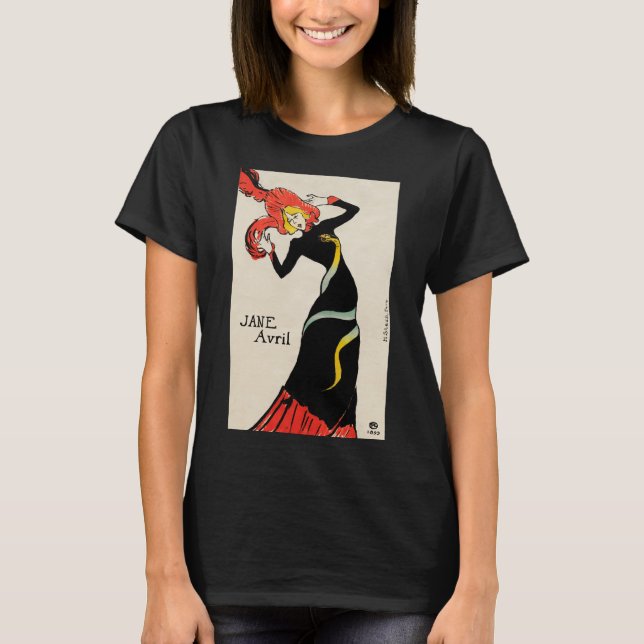 Camiseta Art Nouveau Dancer Jane Avril por Toulouse Lautrec (Frente)
