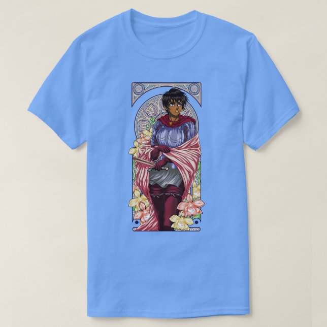 Camiseta Art Nouveau de uma bela alternativa guerreira (Frente do Design)