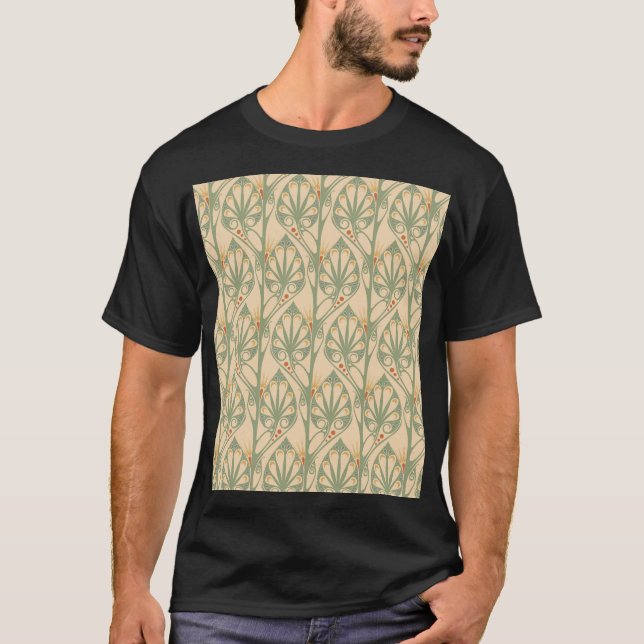 Camiseta Art Nouveau, Design de Papel de Parede Retro. (Frente)
