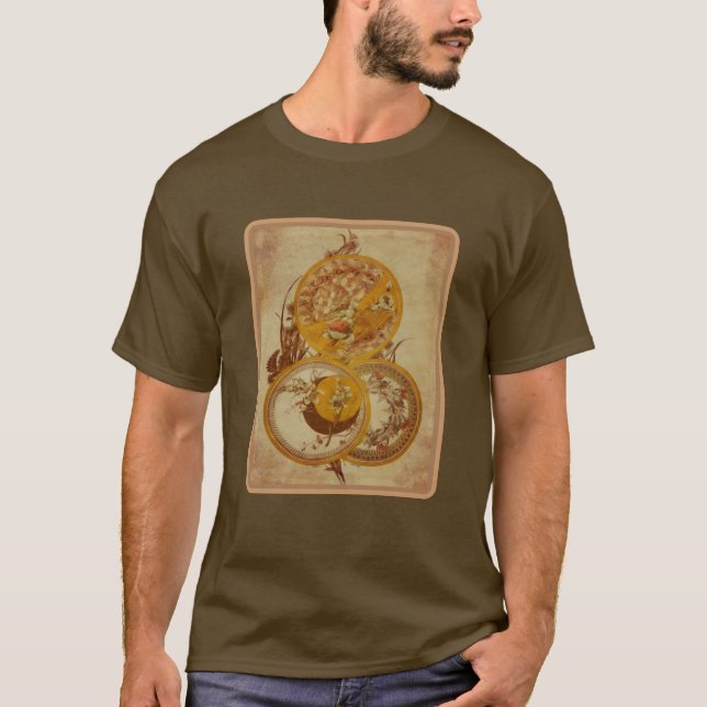 Camiseta Art Nouveau Design Floral Envelhecido (Frente)