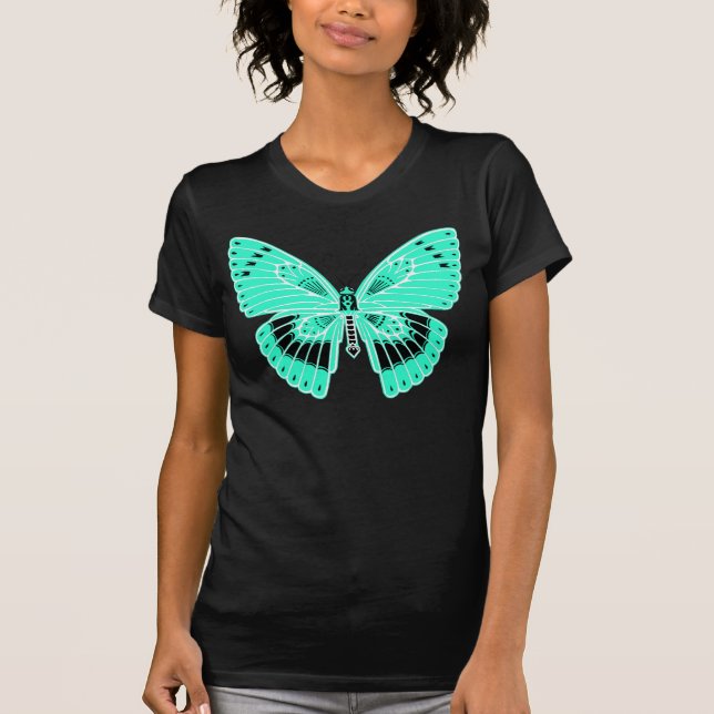 Camiseta Art Nouveau Estilo Borboleta Aqua (Frente)